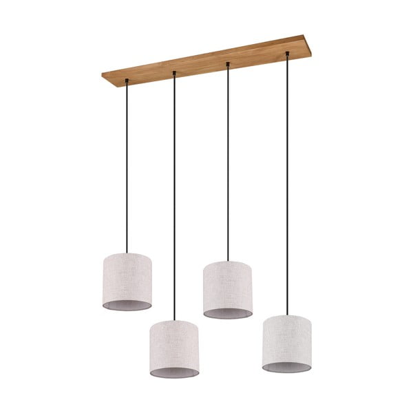 Lampada a sospensione beige con paralume in tessuto Elmau - Trio