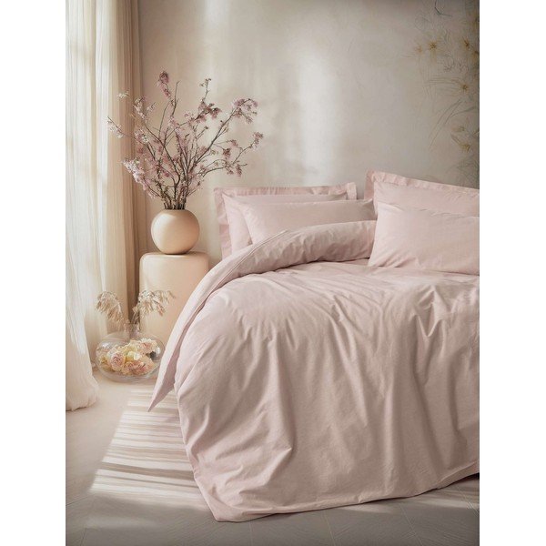 Set copripiumino e federa rosa polveroso per letto singolo 200x140 cm Plain  – Mijolnir-image-1