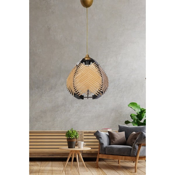 Lampadario nero/beige con paralume in tessuto ø 25 cm – Opviq lights-image-1