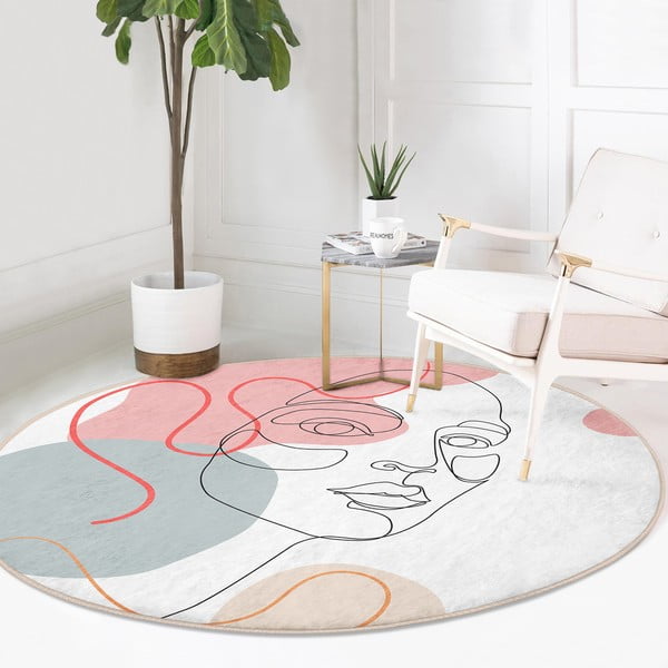 Tappeto rotondo lavabile bianco adatto a robot aspirapolvere ø 120 cm Comfort - Mila Home-image-2