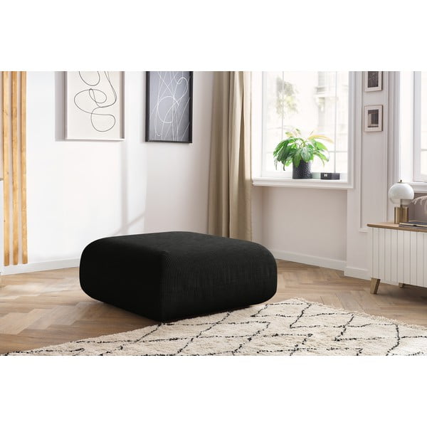 Pouf in velluto a coste grigio scuro Lecomte - Bobochic Paris-image-1