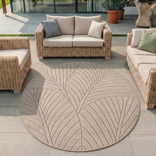 Tappeto da interno/esterno rotondo beige ø 160 cm Nova 1203 – Ayyildiz Carpets-image-1