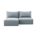 Divano angolare blu allungabile/con contenitore (con penisola a sinistra/con chaise lounge) con rivestimento in velluto Kalena – Makamii