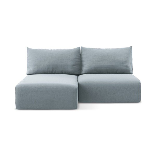 Divano angolare blu allungabile/con contenitore (con penisola a sinistra/con chaise lounge) con rivestimento in velluto Kalena – Makamii