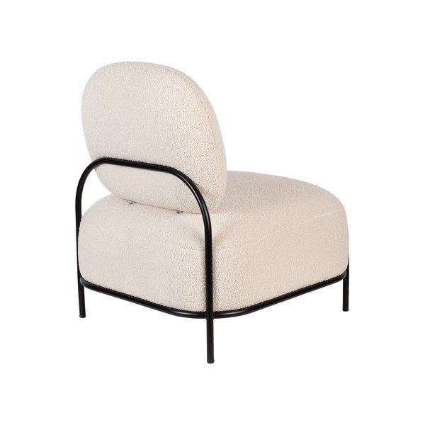 Poltrona crema in tessuto bouclé Polly - White Label-image-4