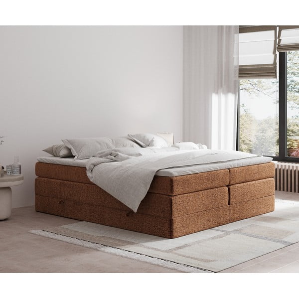 Letto boxspring arancione con contenitore/senza testiera 140x200 cm Juniper – Maison de Rêve-image-1
