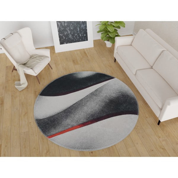 Tappeto rotondo lavabile bianco e nero ø 120 cm - Vitaus-image-1