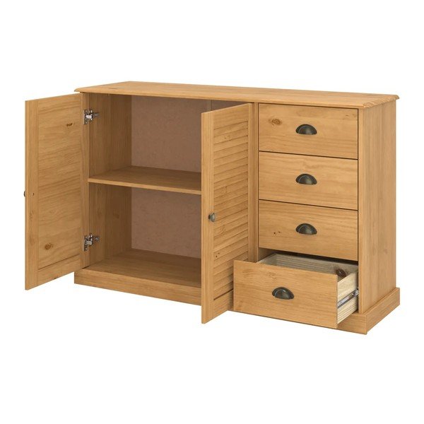 Credenza colore naturale chiaro in pino massiccio 125x80x38 cm Edith – Støraa-image-3
