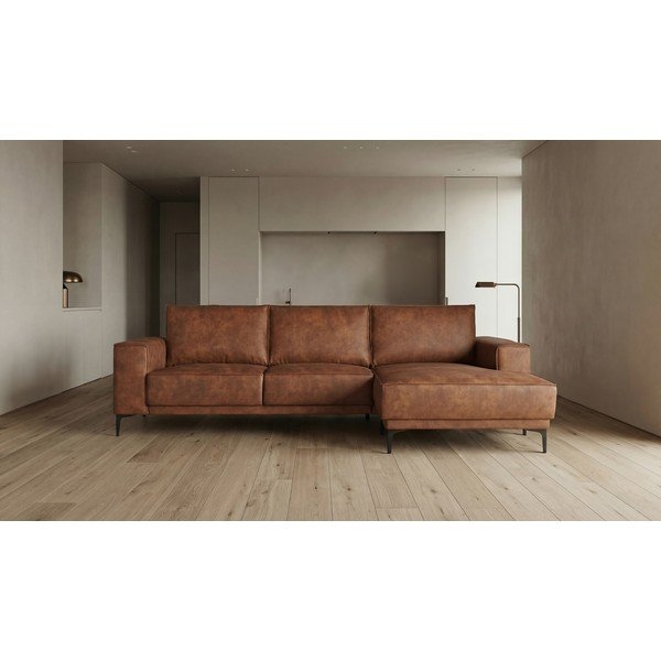 Divano angolare in similpelle marrone cognac (angolo destro) Copenhagen - Scandic-image-4
