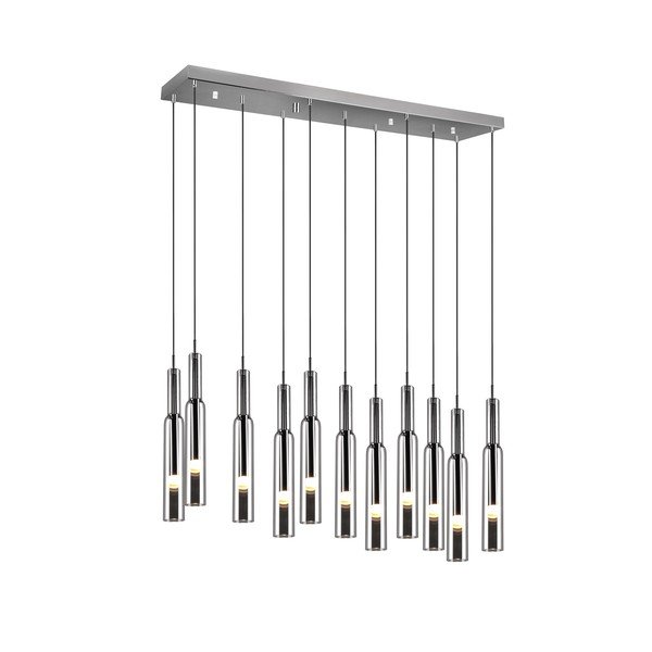 Apparecchio a sospensione a LED con paralume in vetro in argento Lucent - Trio Select-image-4
