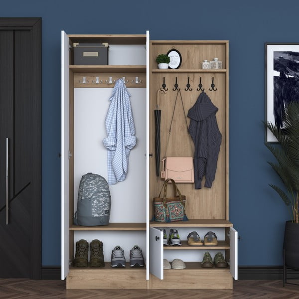 Set da corridoio bianco/naturale in noce Theresa - Kalune Design-image-4