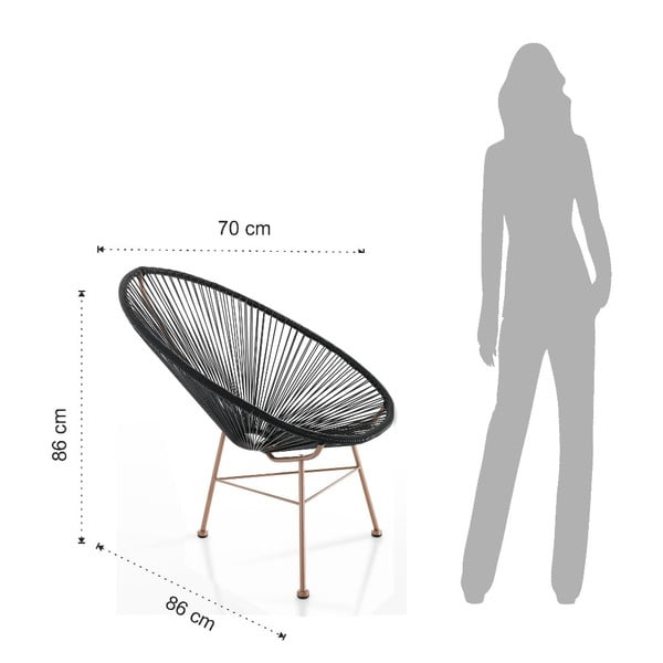 Poltrona da giardino nera in rattan artificiale Numana - Tomasucci-image-3