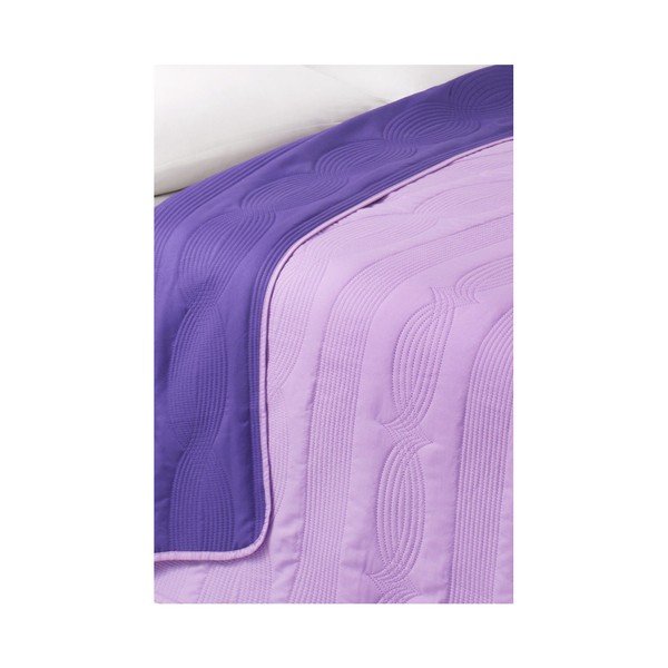 Copriletto reversibile in microfibra viola, 160 x 220 cm - Kate Louise-image-1