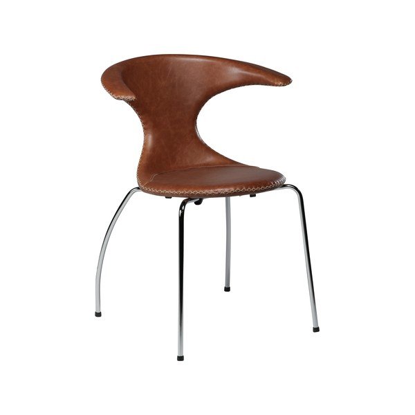 Sedia da pranzo in pelle marrone con base cromata DAN-FORM Denmark Flair - DAN-FORM Denmark