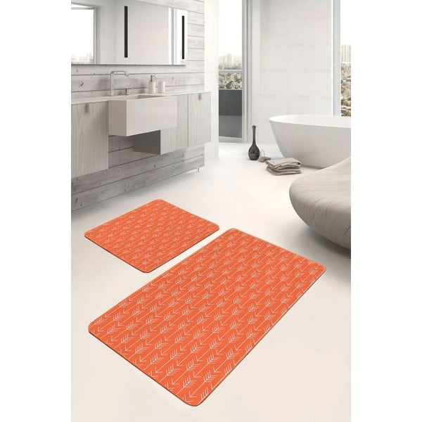 Set di tappetini per il bagno color terracotta in velluto 2 pz 60x100 cm – Mila Home-image-1