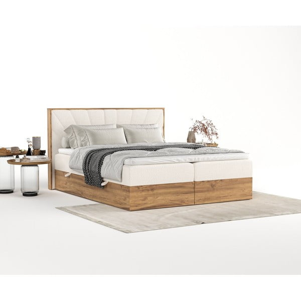 Letto boxspring con contenitore in crema-naturale 180x200 cm Asahi - Maison de Rêve-image-2