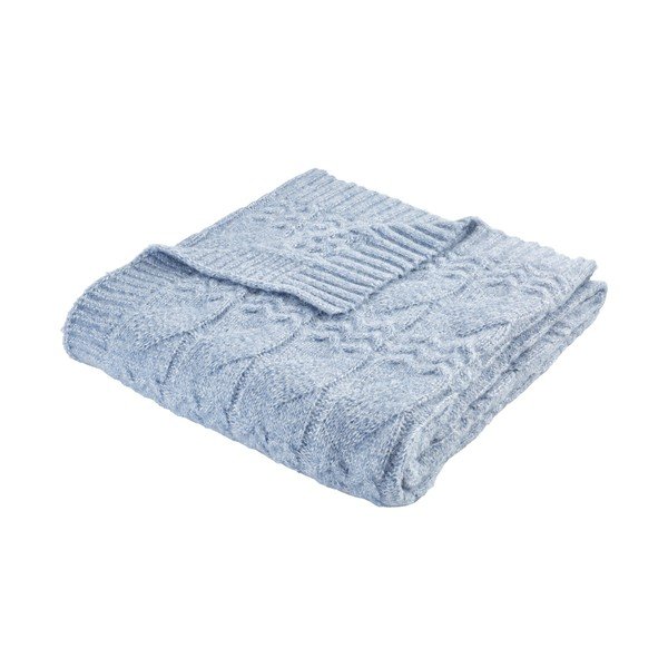 Coperta blu a maglia 150x200 cm Cable Knit - Bianca-image-2