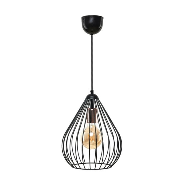 Lampadario nero con paralume in metallo ø 24 cm – Opviq lights