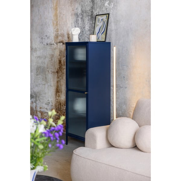 Vetrina in metallo blu Bronco, altezza 160 cm - Unique Furniture-image-1