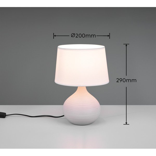 Lampada da tavolo bianco-marrone in ceramica e tessuto, altezza 29 cm Martin - Reality-image-3