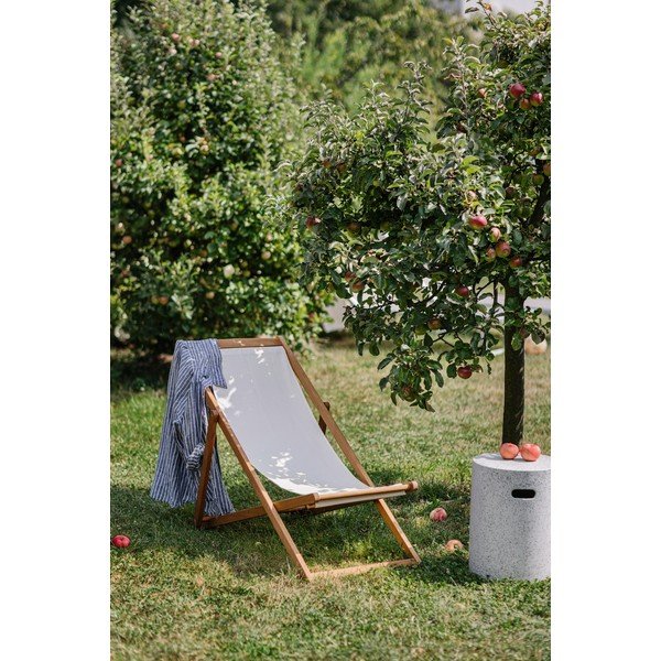 Sdraio da giardino pieghevole beige in legno di acacia Deck - Bonami Essentials-image-1