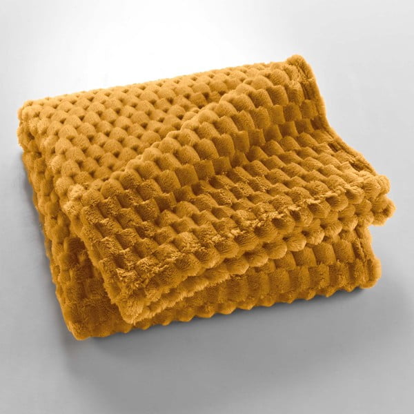 Coperta giallo ocra in microflanella 125x150 cm Mini Frosty – douceur d'intérieur