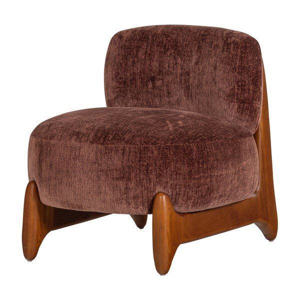 Poltrona viola/marrone con rivestimento in velluto Runi – WOOOD