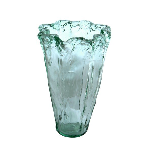 Vaso blu in vetro riciclato (altezza totale 30 cm) Pandora – Ego Dekor