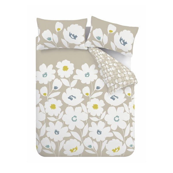 Biancheria da letto singola bianca e beige 135x200 cm Craft Floral - Catherine Lansfield