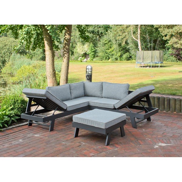 Set di mobili da giardino grigio in alluminio per 4 persone Donna – Garden Pleasure-image-2