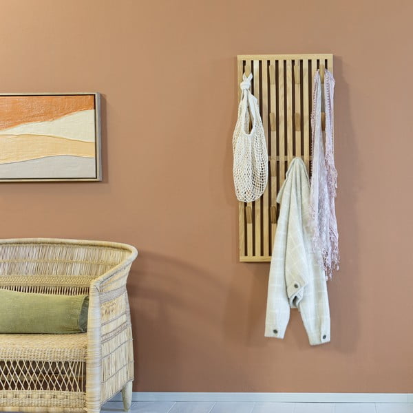 Pannello appendiabiti di colore naturale in rovere massiccio 46x100x8 cm Parco – Spinder Design-image-4