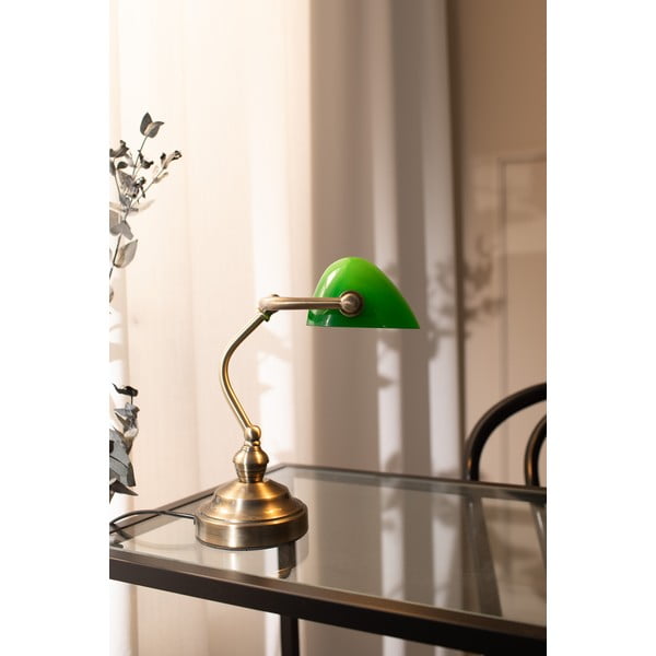 Lampada da tavolo in verde e ottone, altezza 25 cm Bankers - Markslöjd-image-3