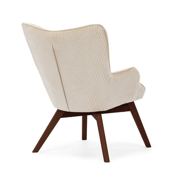 Poltrona beige con rivestimento in velluto a coste Niko – Ropez-image-3