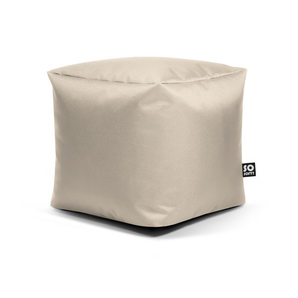 Pouf per bambini beige con rivestimento in finta pelle Cube M – So Soft?
