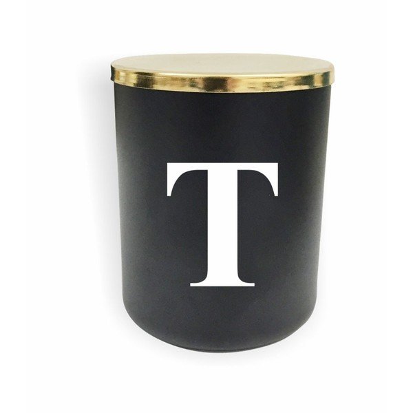 Černo-bílá svíčka North Carolina Scandinavian Home Decors Monogram Glass Candle T