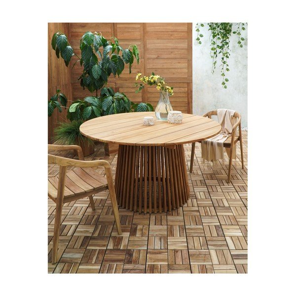 Tavolo da pranzo da giardino rotondo in teak massiccio ø 120 cm Lorca – House Nordic-image-3
