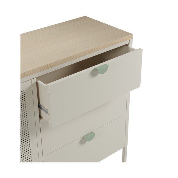 Credenza color crema/di colore naturale in metallo 140x90x40 cm Sayla – Marckeric-image-3