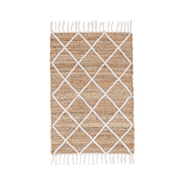 Tappeto bianco/di colore naturale in iuta tessuto a mano 60x90 cm Shaila – Bizzotto