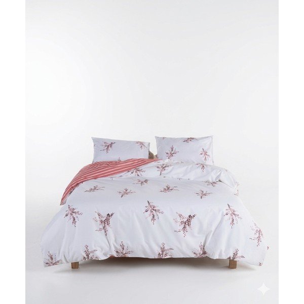 Set copripiumino e federa bianco/rosa in cotone renforcé per letto matrimoniale ed esteso 240x220 cm Breeze Floral – Mila Home Luxury