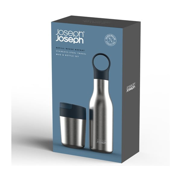 Set di bottiglie e tazze da viaggio in acciaio inox Loop&Sipp - Joseph Joseph-image-4