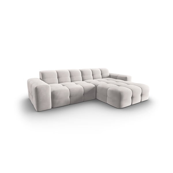 Divano angolare in velluto grigio chiaro (angolo destro) Kendal - Micadoni Home-image-3