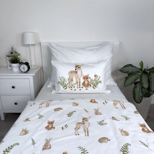 Set copripiumino e federa da bambini bianco/marrone in cotone per culla 100x135 cm Forest Animals – Jerry Fabrics-image-2