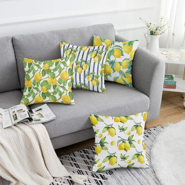 Federe in set da 4 43x43 cm Lemons - Mila Home-image-2