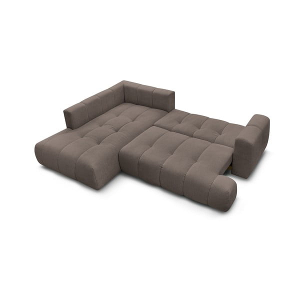 Divano angolare grigio tortora allungabile e con contenitore (penisola a sinistra/a L) con rivestimento in ciniglia Fuji – Bobochic Paris-image-4