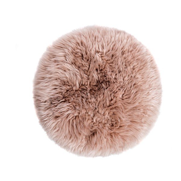 Sgabello con seduta in pelle di pecora marrone chiaro , ⌀ 36 cm - Royal Dream-image-1