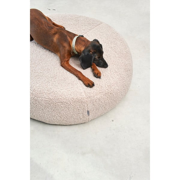 Cuccia beige in materiale bouclé ø 90 cm Senso Pouffe Greige M/L - MiaCara-image-1