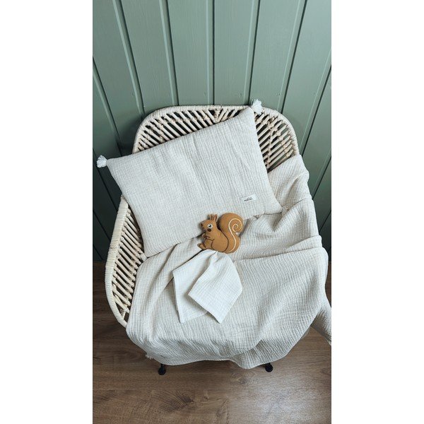 Set di coperte e cuscini in mussola color crema per neonati 100x130 cm Muslin Linen - Malomi Kids-image-3