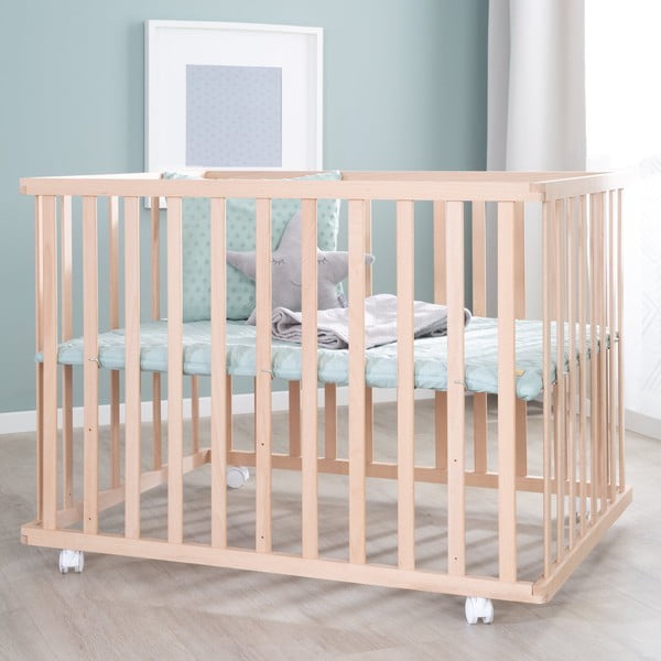 Lettino di colore naturale con altezza regolabile e ruote 75x100 cm Style – Roba-image-3