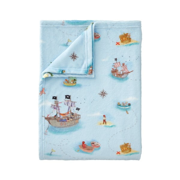 Coperta per bambini blu in micropile 150x200 cm Pirates – Belle & Boo