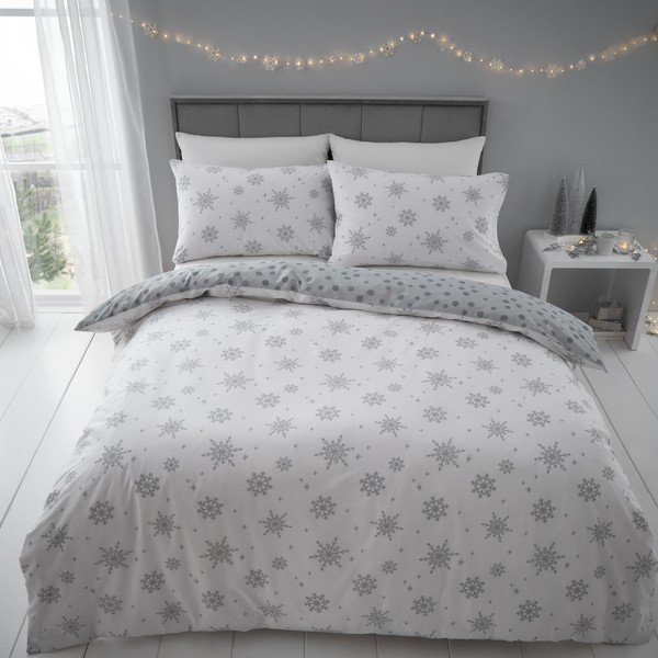Biancheria da letto singola bianca e grigio chiaro 135x200 cm Baby It's Cold Outside - Catherine Lansfield-image-2